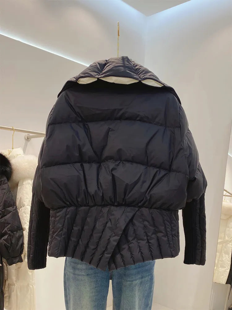 Lapel Down Parka Coat Office Lady Jacket