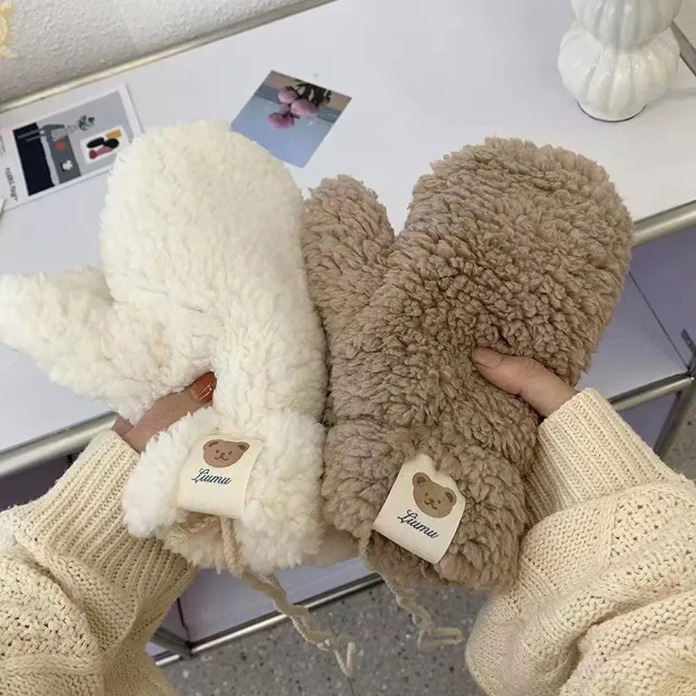 Cute Plush Thickened Winter Gloves