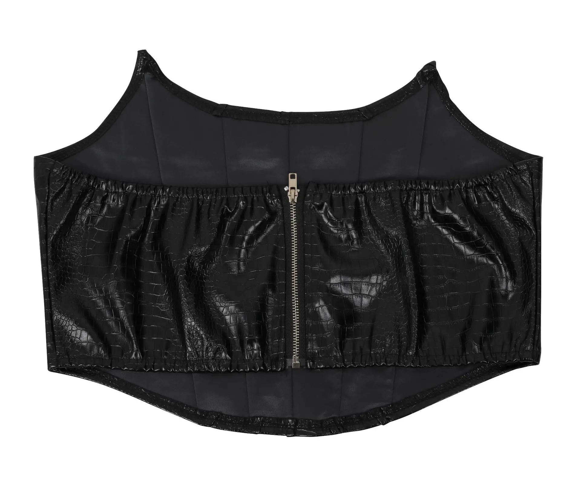 PU Leather Matching Cut-Out Cargo Sleeveless Jumpsuits 2 Piece Set