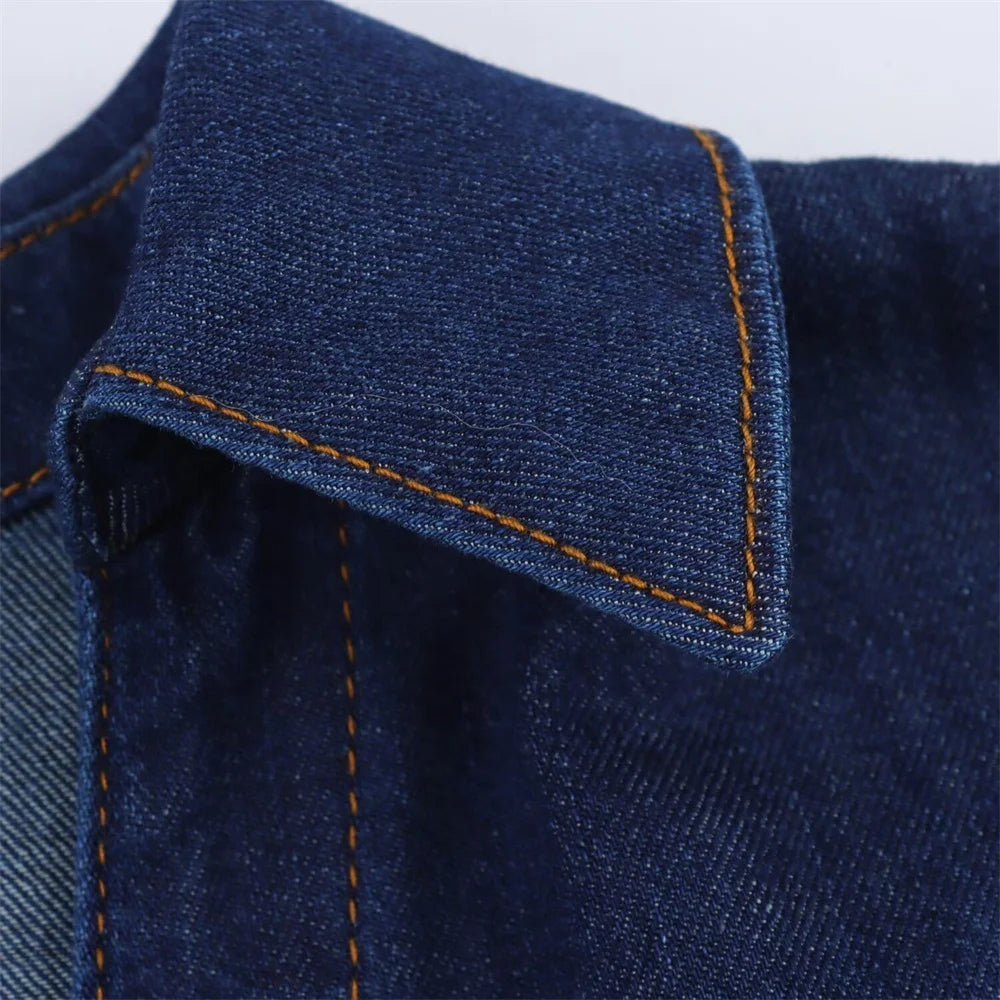 Denim Set Loose Fit Button Down Shirt With Wide Leg Pants