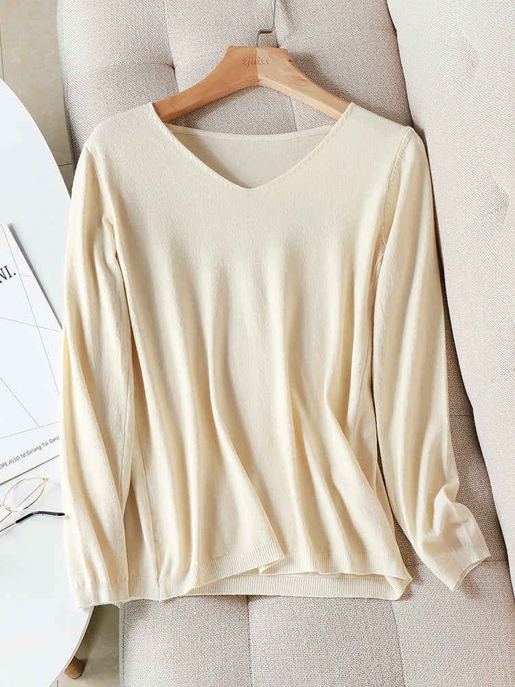 Pullover Knitted v-neck oversize long sleeve sweater top Jumper