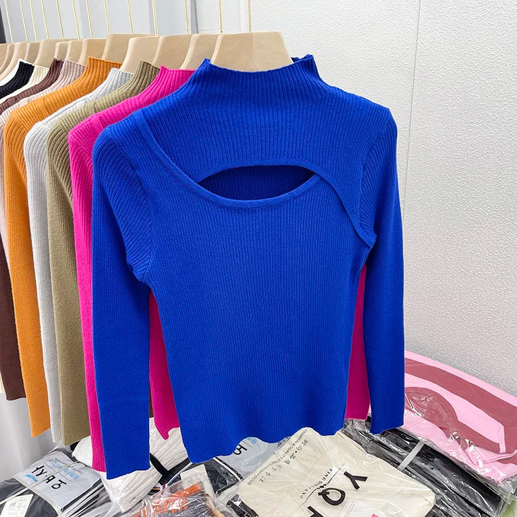 Hollow Out Slim Vintage Soft Warm Pull Pullover Knitted Sweater