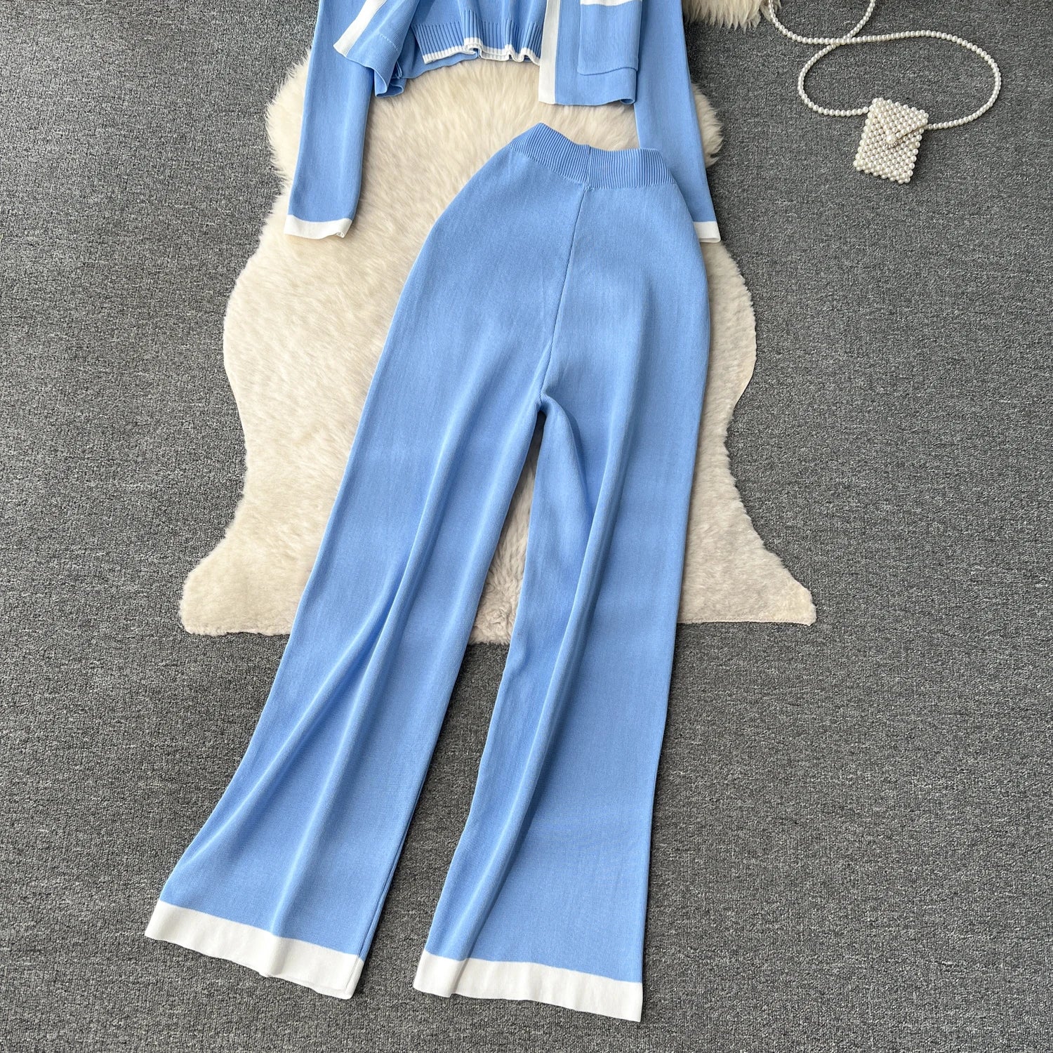 Three Pieces Sets Tank Top+Long Sleeves Short Cardigan+Elastic Long Pants Set