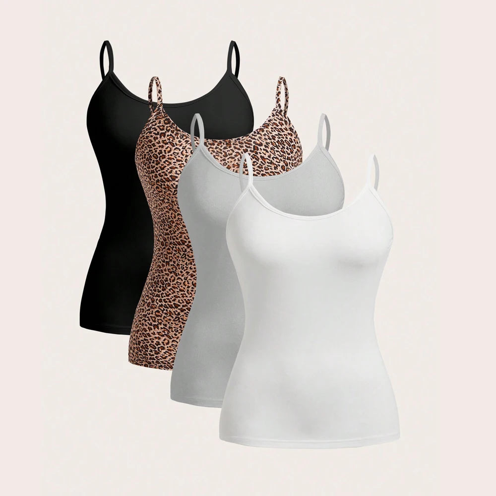 4 pieces Sleeveless Strap Basic Tank Tops