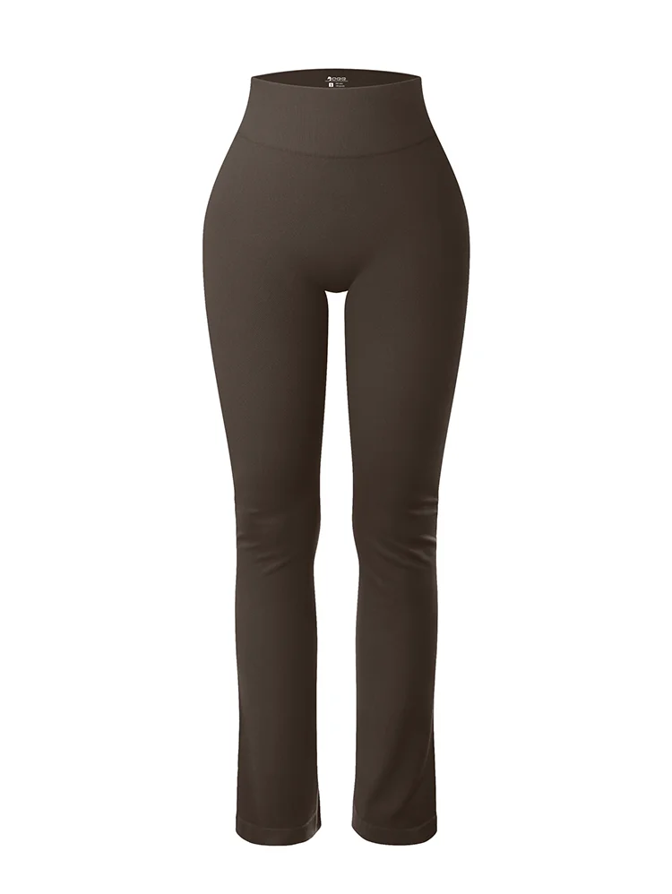 Solid Seamless Knit Yoga Flared Slim Casual Sports Leggings