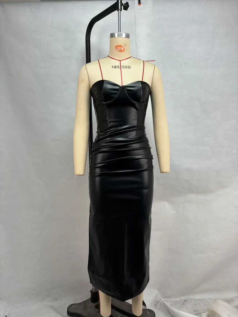 Luxury Leather Strapless Chic Y2K Cocktail Dress
