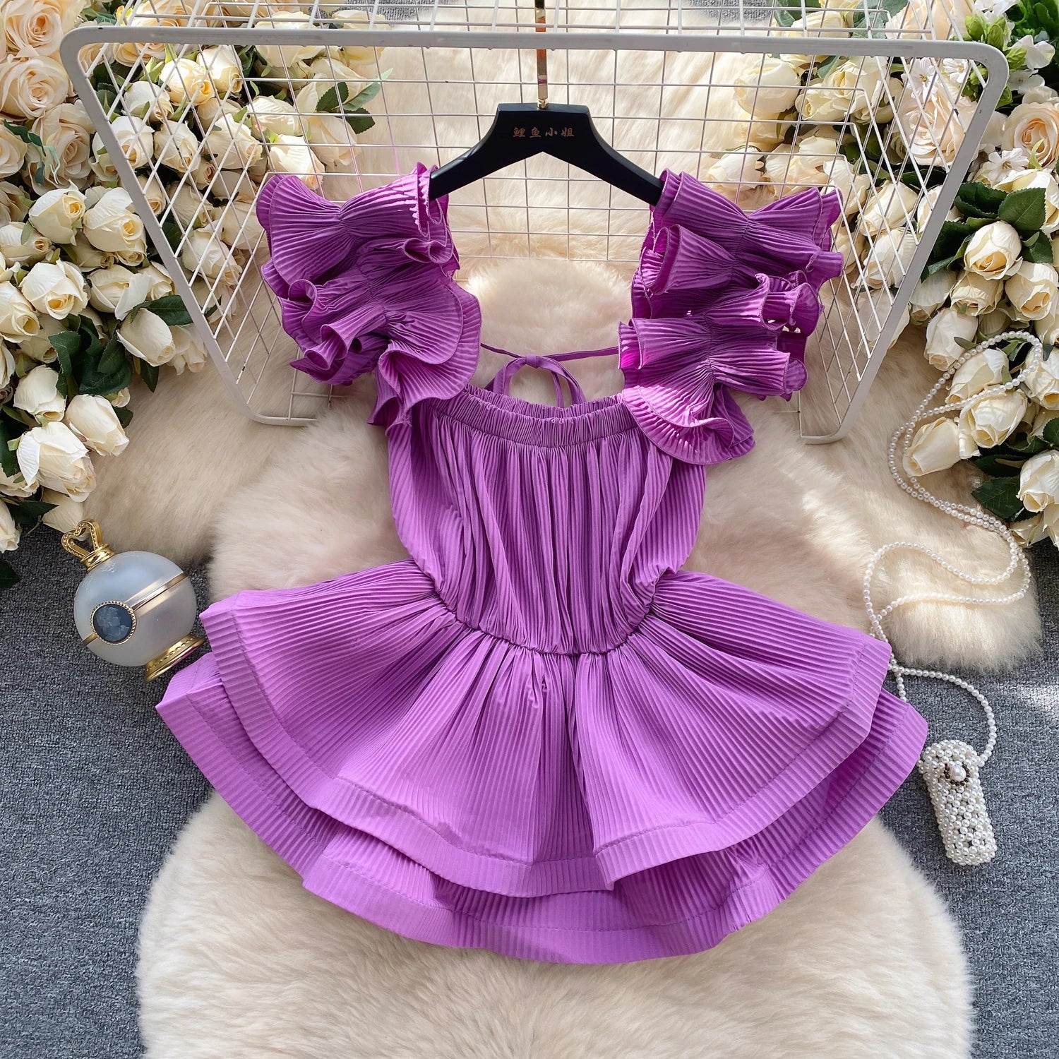 Ruffle Pleated slip chiffon tank top Blouse