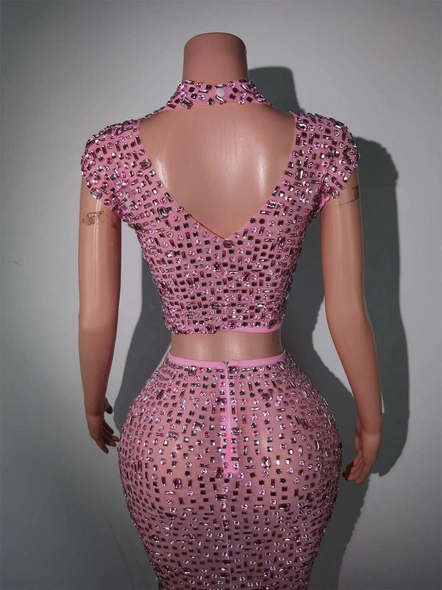 Sparkly Diamonds Crop Top Long Skirt 2-PCS Set