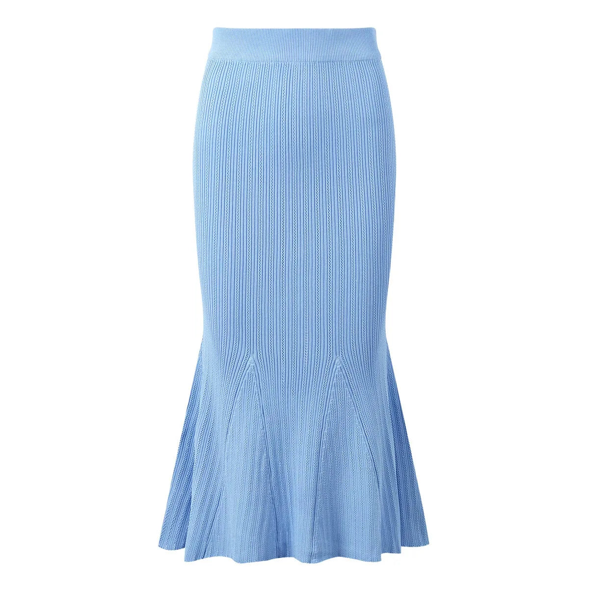 Knitted Two Piece Set Short Sleeve Knitting Cardigan Fishtail Long Skirt Suit