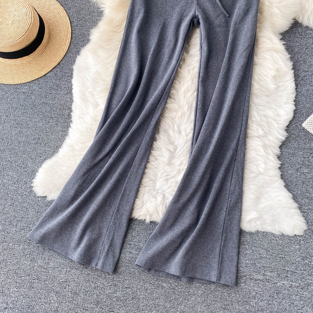 High Elastic Waist Wide Leg Trousers