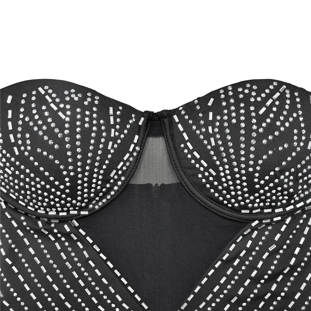 Rhinestone Padded Mini Dress