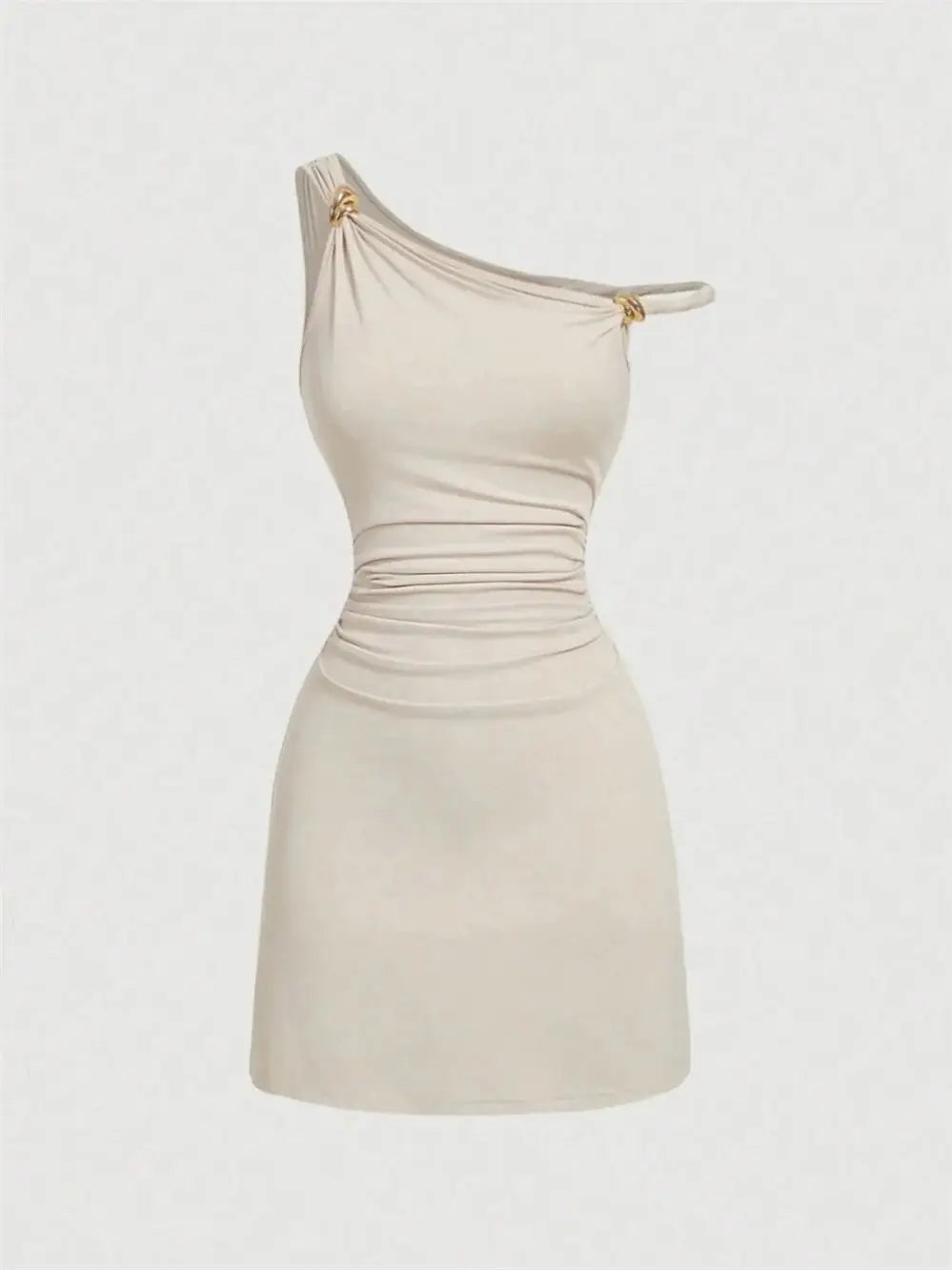 Elegant One Shoulder Backless Pleated Midi Dress