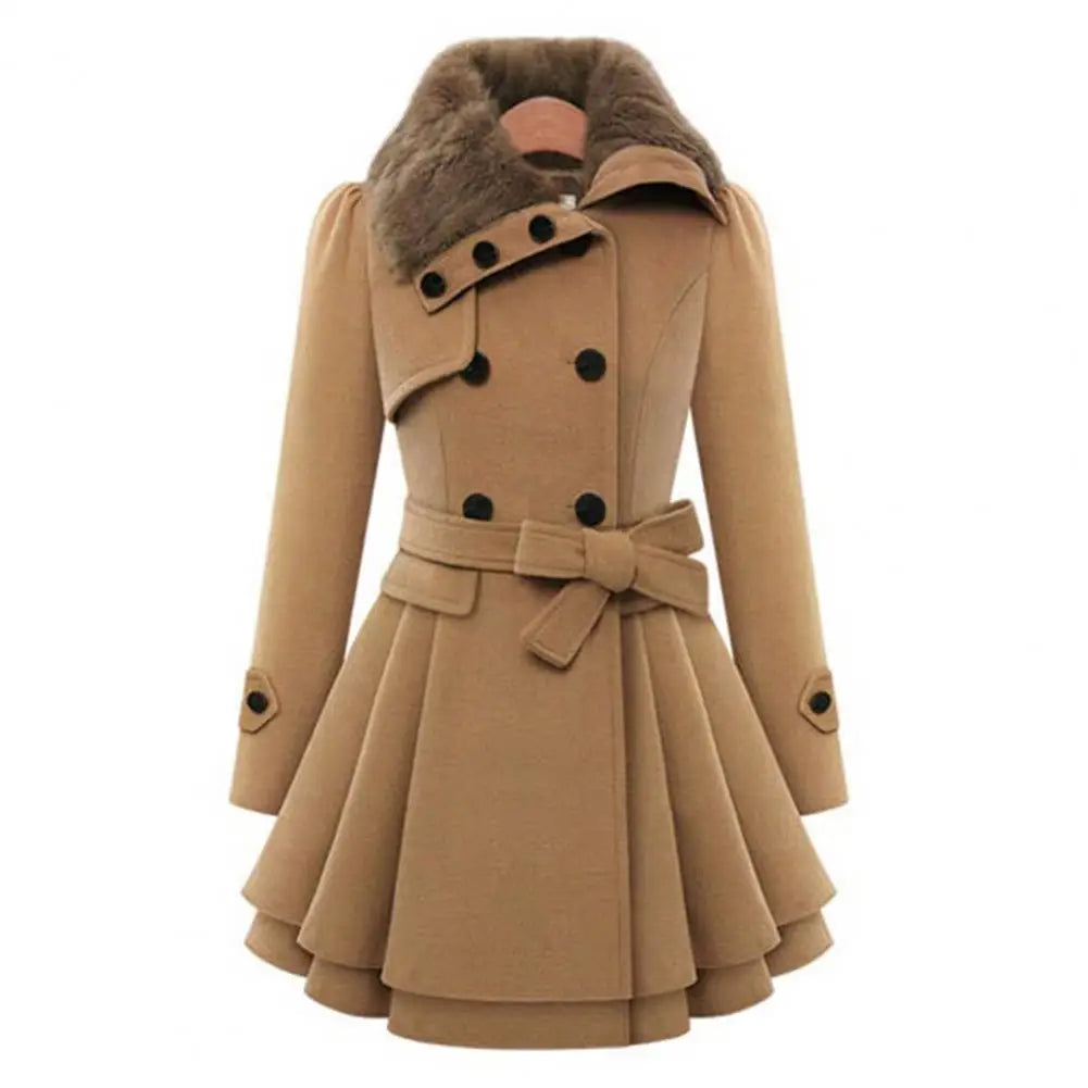 Warm Plush Thick Korean Style Slim Lapel Windbreaker Coat