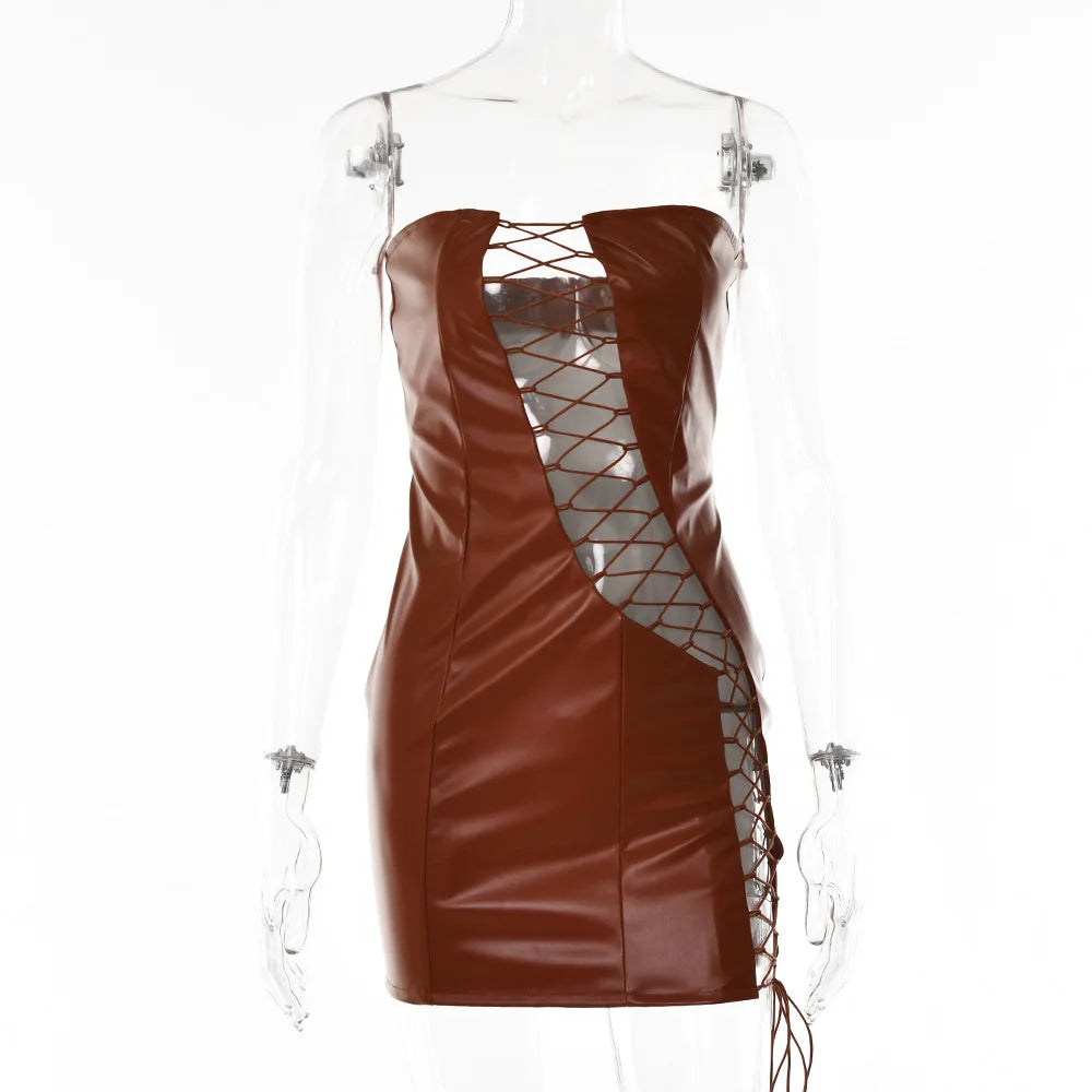 Slimming Strap Leather Dress