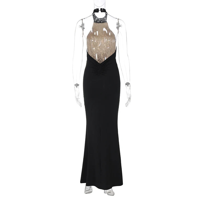 Off-shoulder Strapless Sleeveless Bodycon Lace Halter Backless Dress