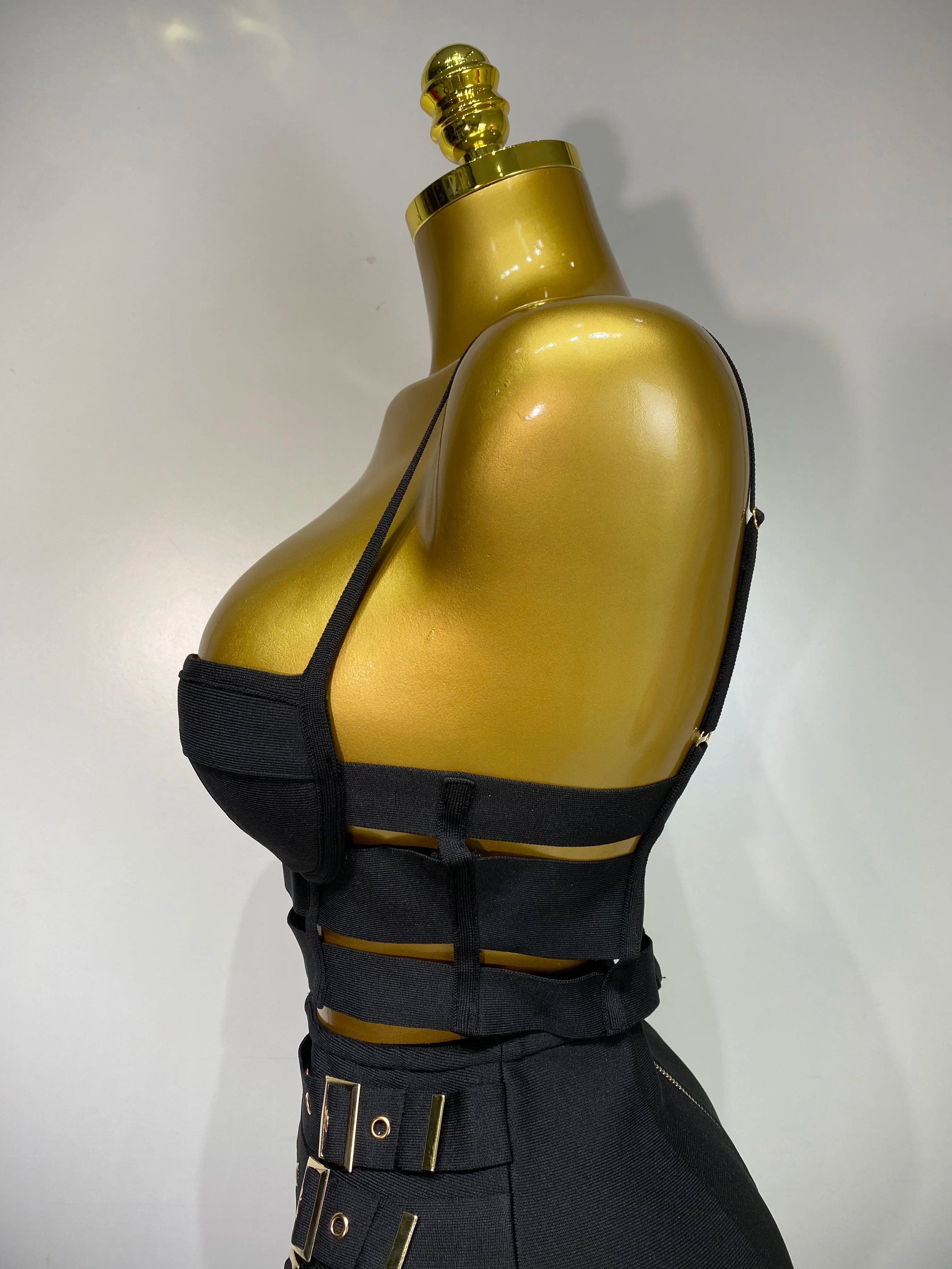 Cut Out Bodycon Bandage Top And Skirt Two Piece
