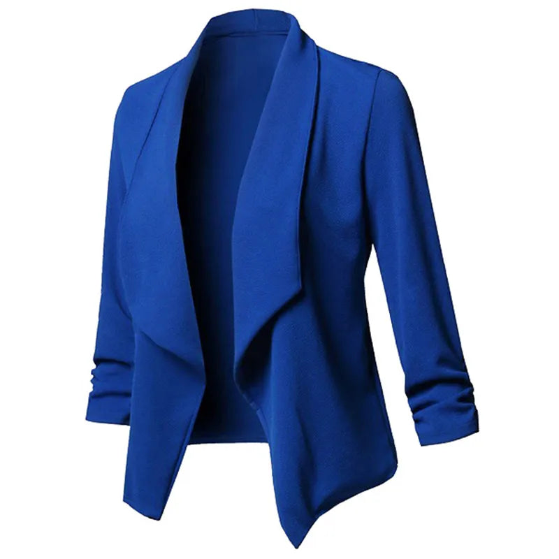 Thin Blazers Cardigan  Blazers  Jackets Ruched Asymmetrical Casual Business Suit