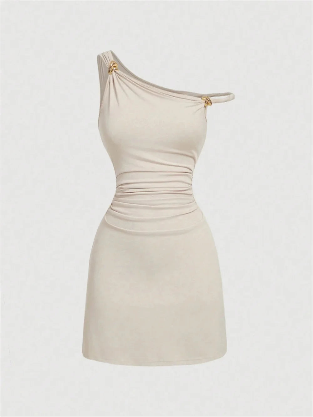 Elegant One Shoulder Backless Pleated Midi Dress