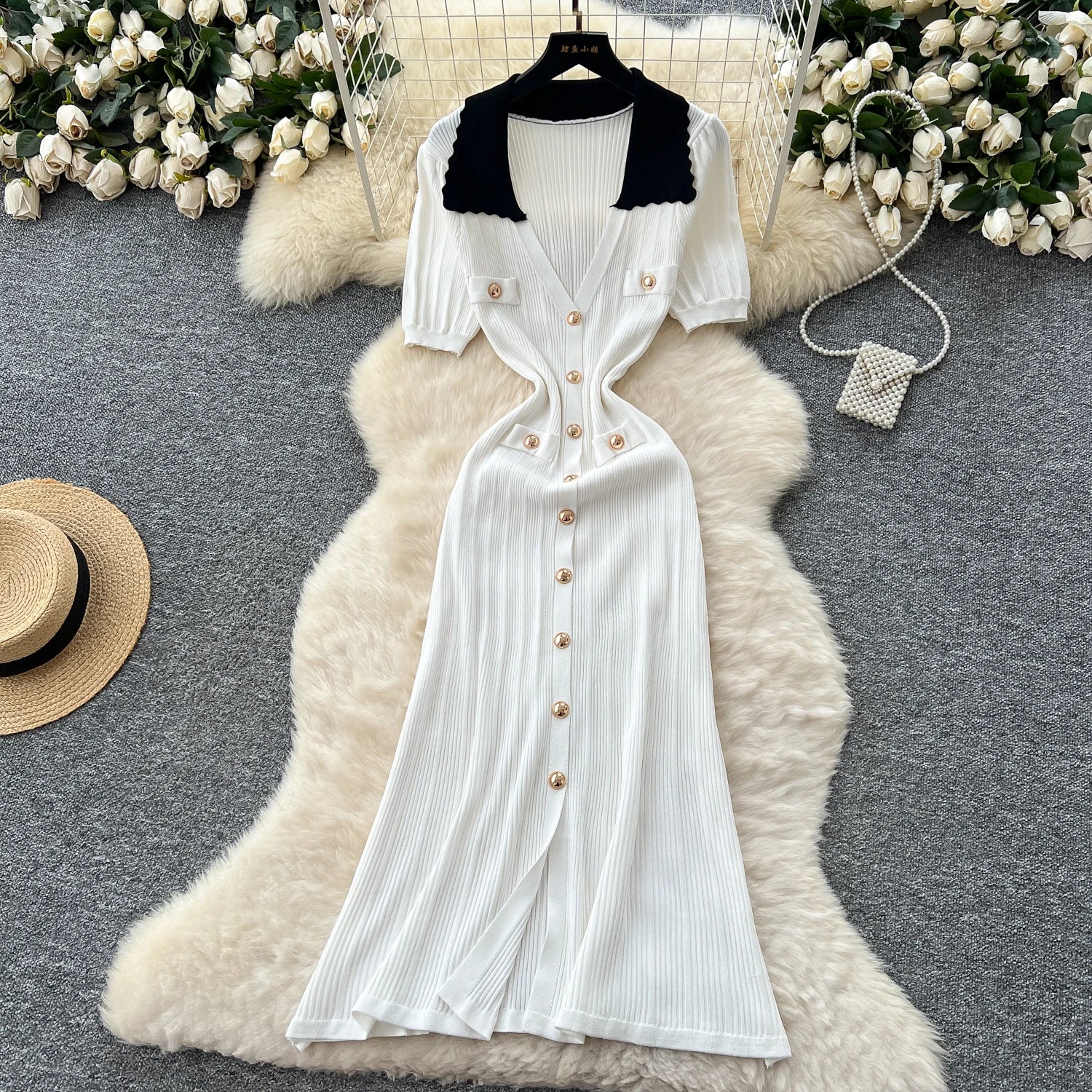 Retro Slim Fit Knitted Dress