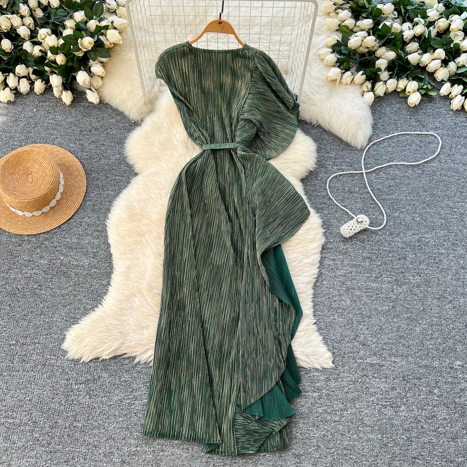 Chic asymmetrical Spliced High Waist A-line Dress