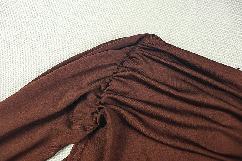 O-neck Ruched Shawl Sleeves Slim Patchwork Footed Jumpsuits