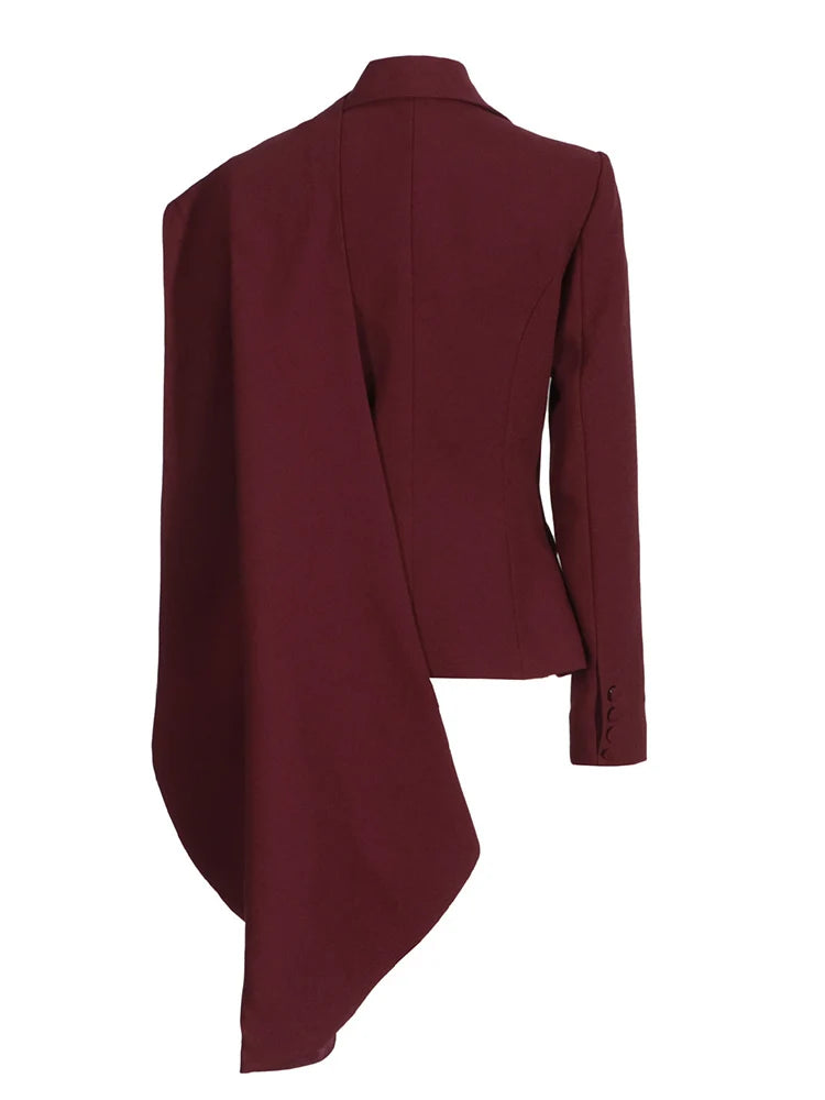 Shawl Design Notched Single Breasted Gathered Waist Coat