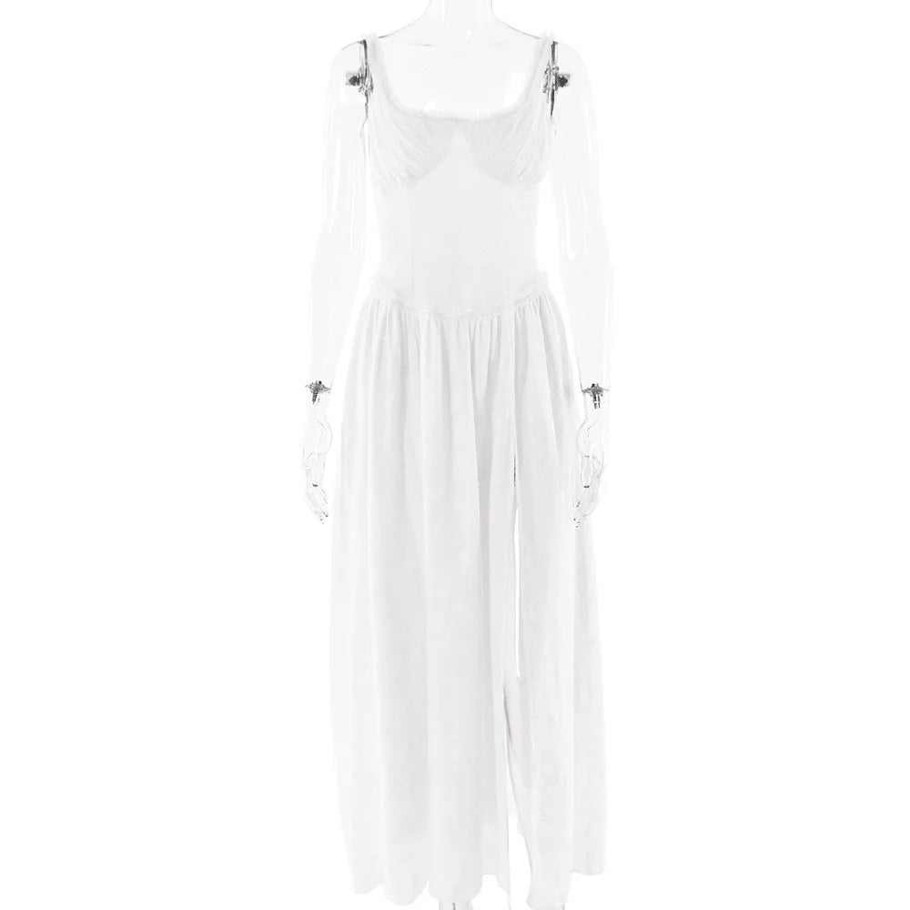 High Slit Square Collar Maxi Dress