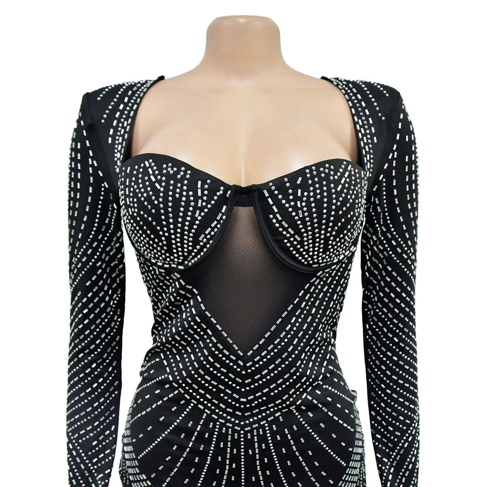 Rhinestone Padded Mini Dress