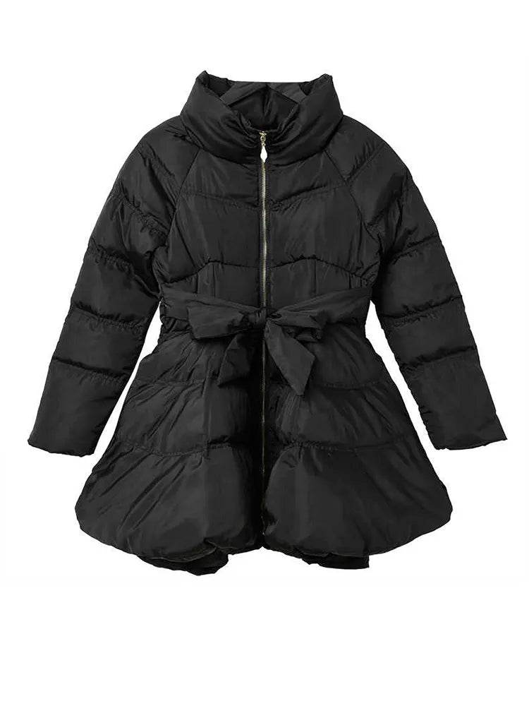 Black Bandage Bow  Cotton-padded Coat