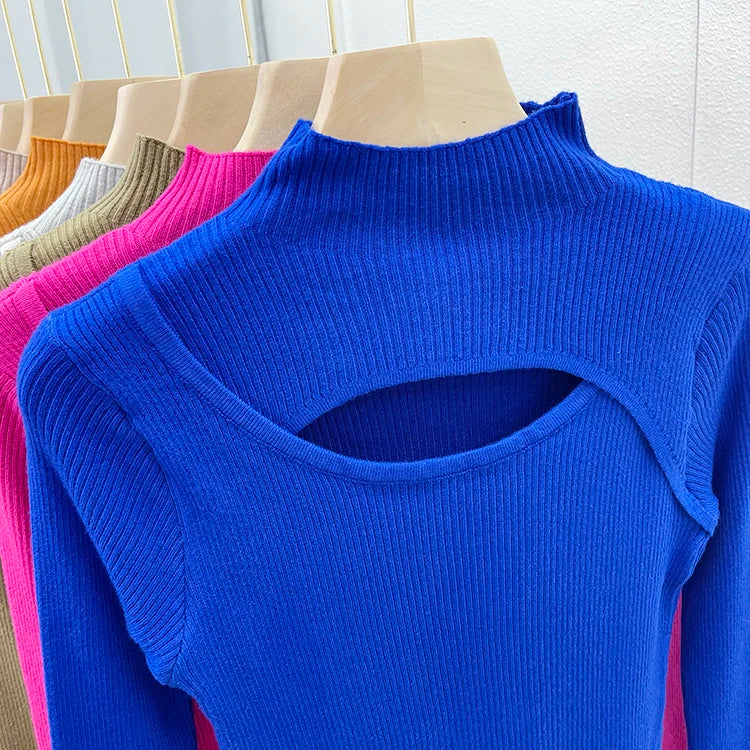 Hollow Out Slim Vintage Soft Warm Pull Pullover Knitted Sweater