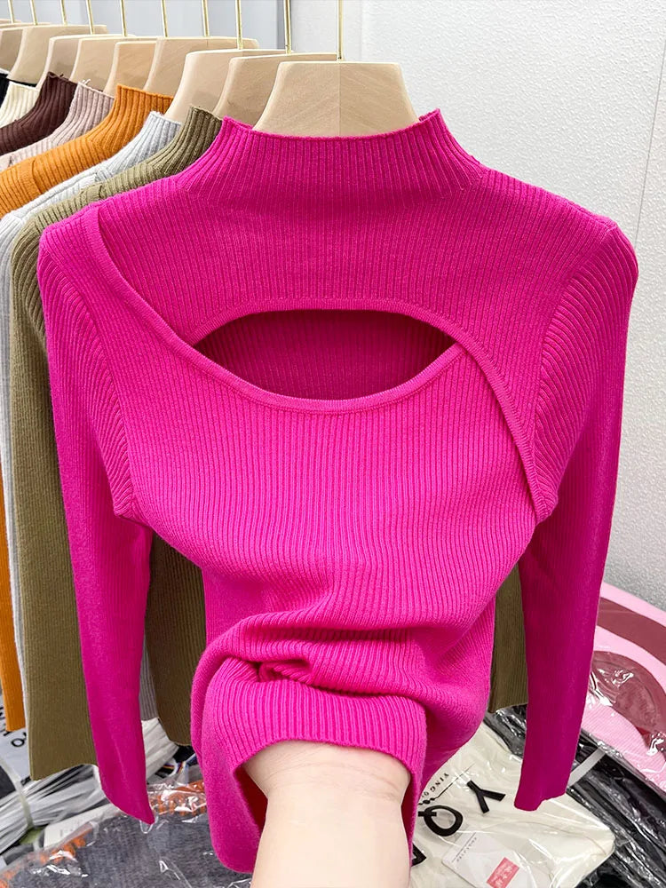 Hollow Out Slim Vintage Soft Warm Pull Pullover Knitted Sweater