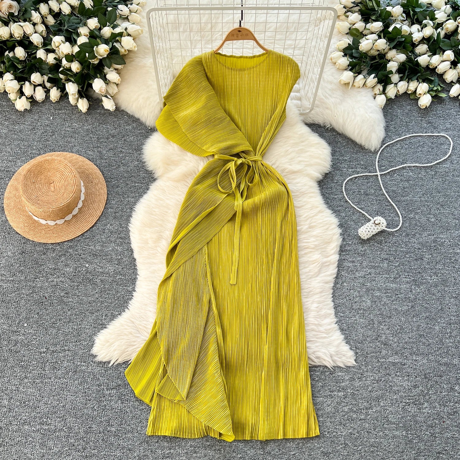 Chic asymmetrical Spliced High Waist A-line Dress