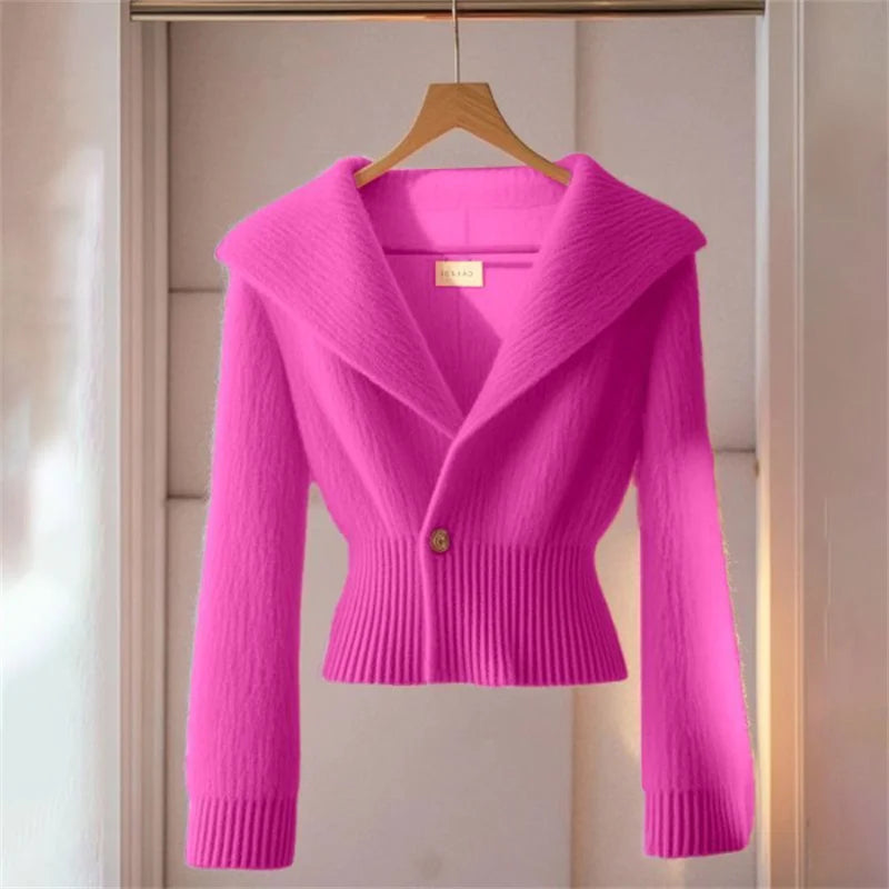 Slim Long-sleeved Knitted Sweater Jacket