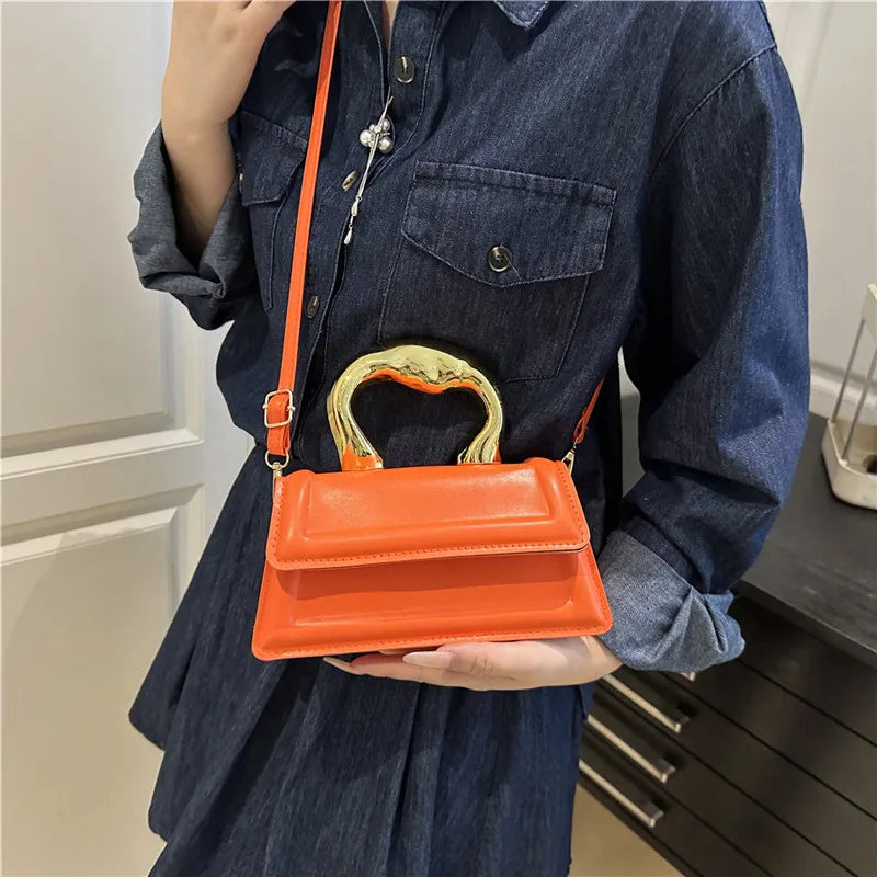 Pu Leather Mini Square Crossbody Tote Handbag