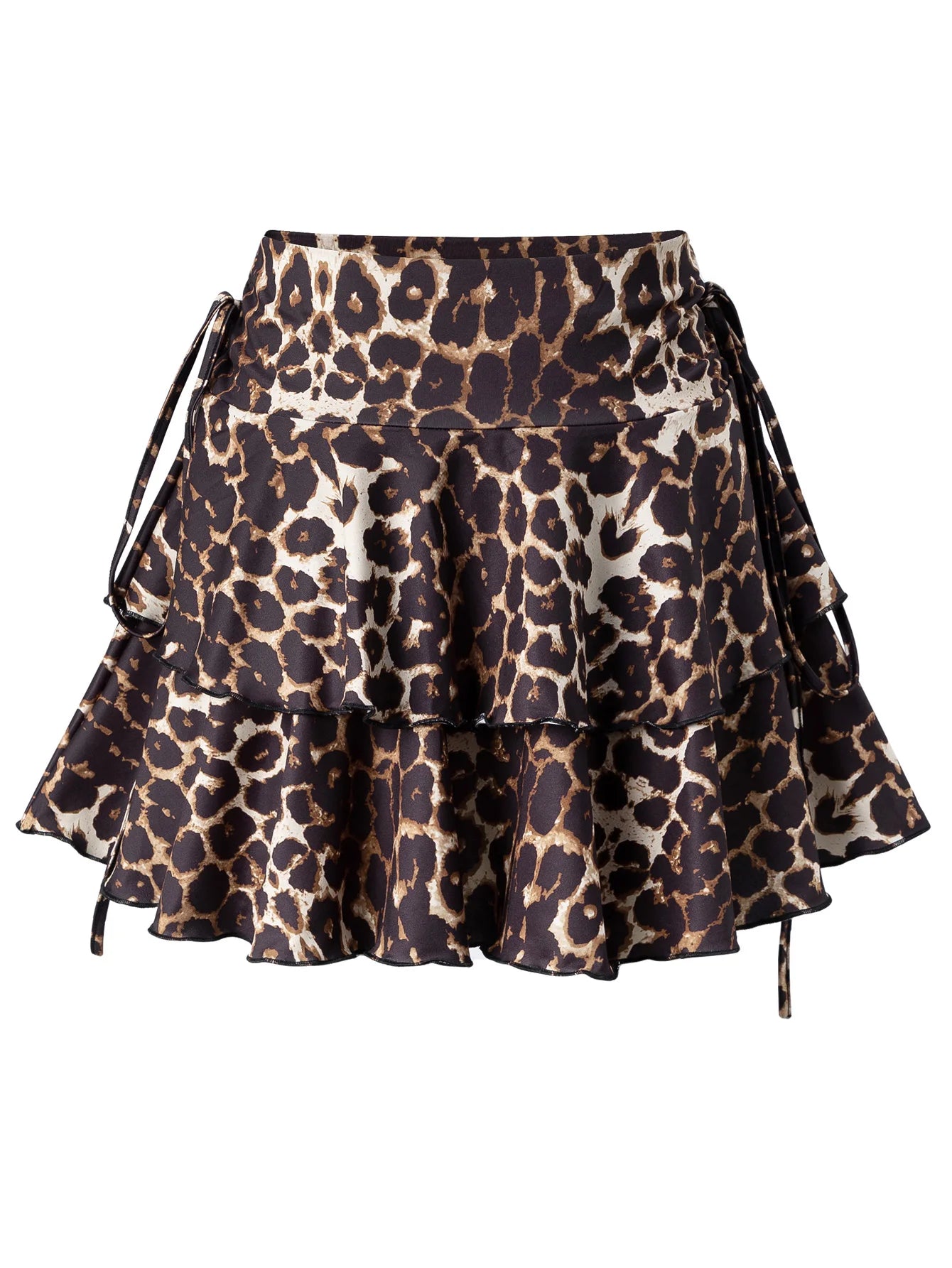 Leopard Print Skirt High Waist Slim Fit Elastic Waist Short Skirt