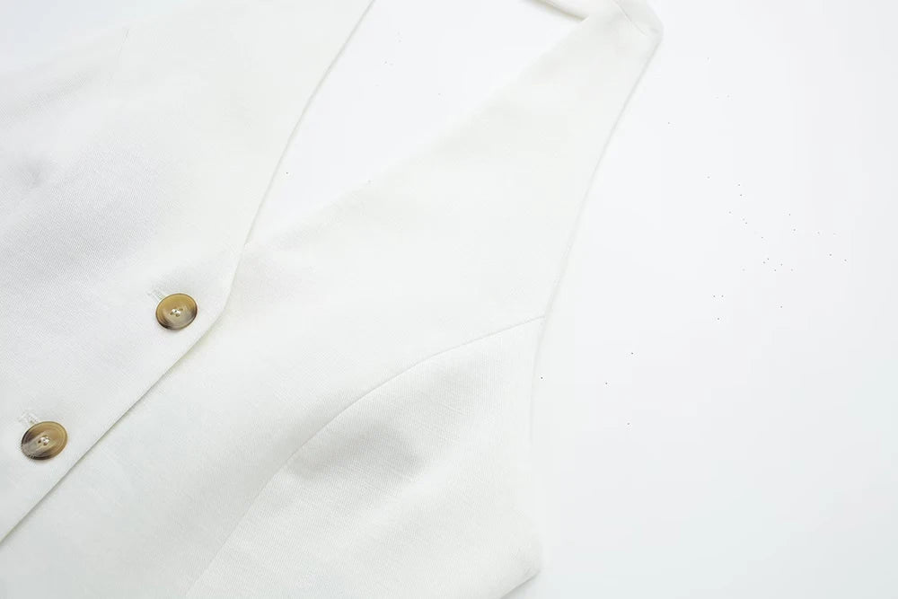 Single Breasted Vest + High Waisted Casual Trousers Set