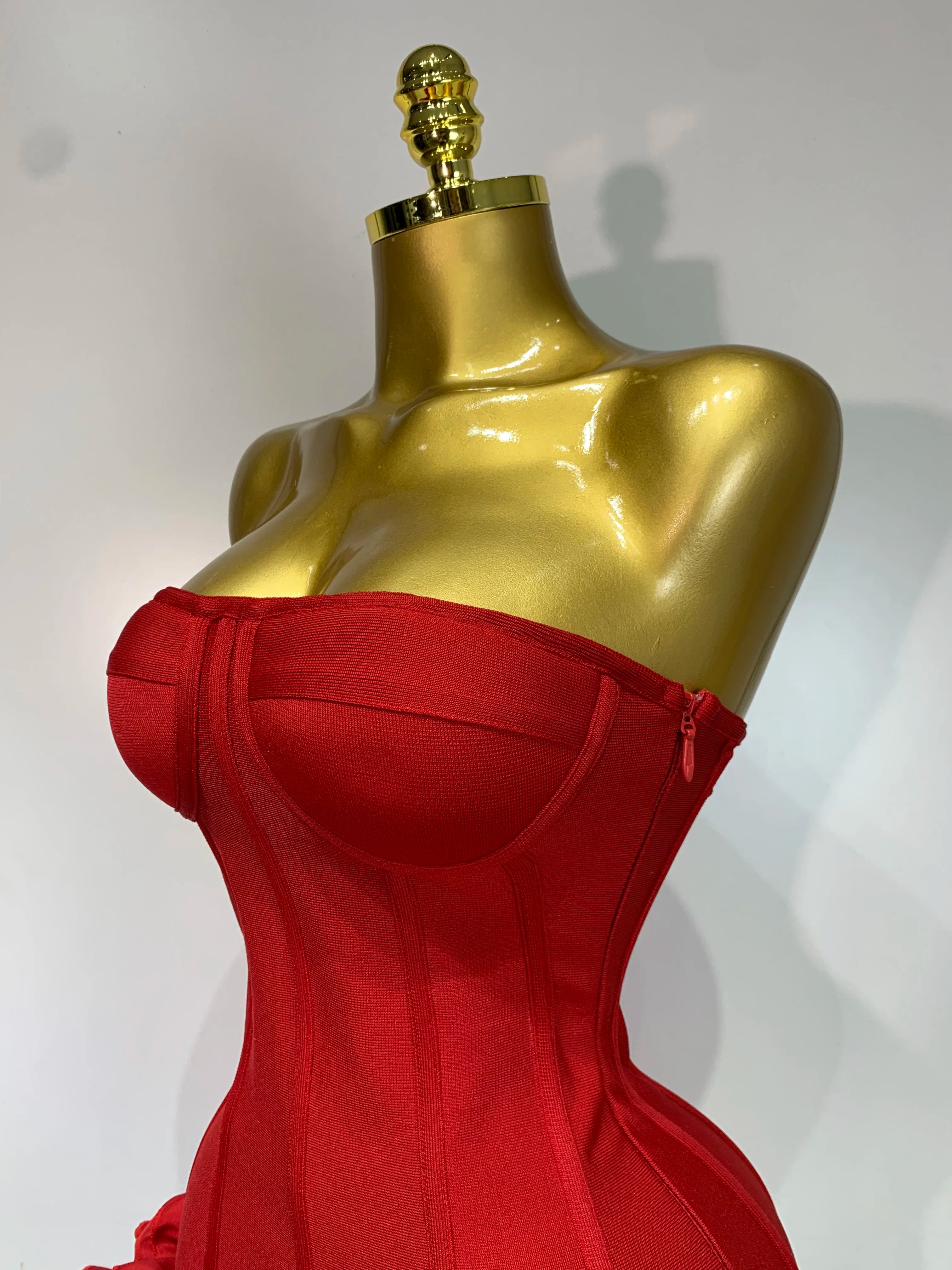 Strapless Bodycon Flowers Mini Bandage Dress