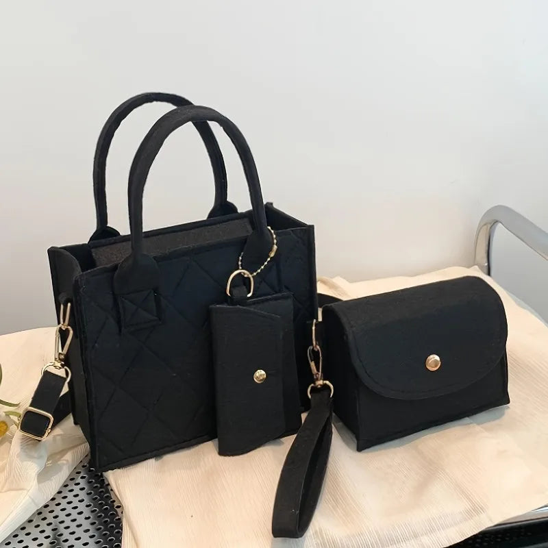 3pcs/set Embossed Stylish Crossbody Clutch and Wallet Shoulder Bag