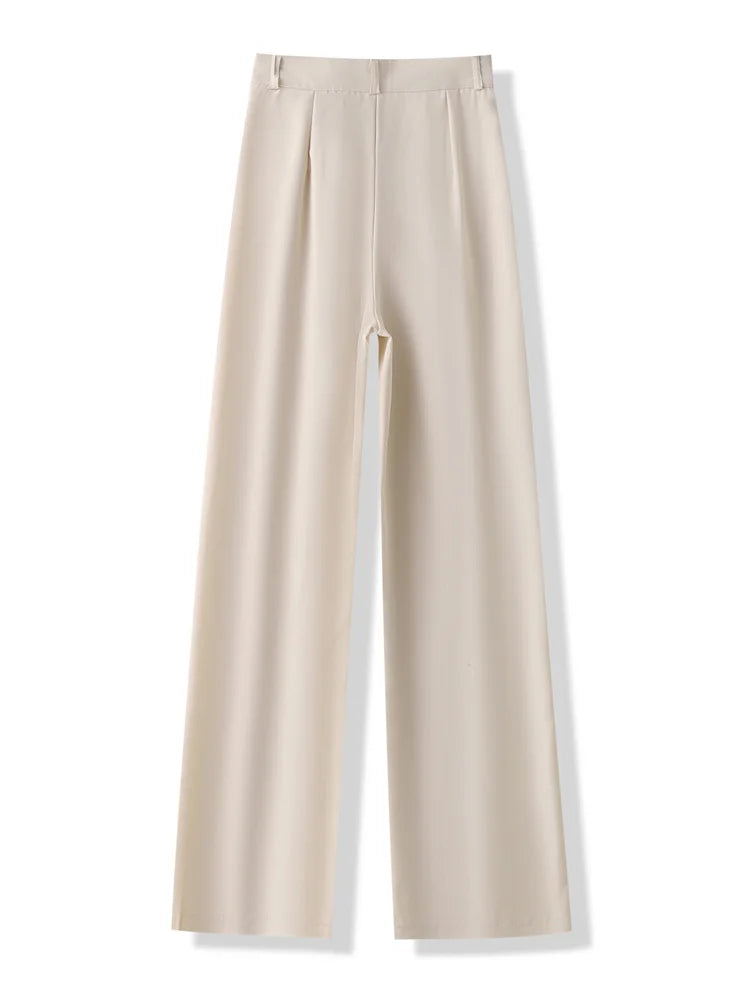 Casual High Waist Korean Fashion Elegant Straight Trousers