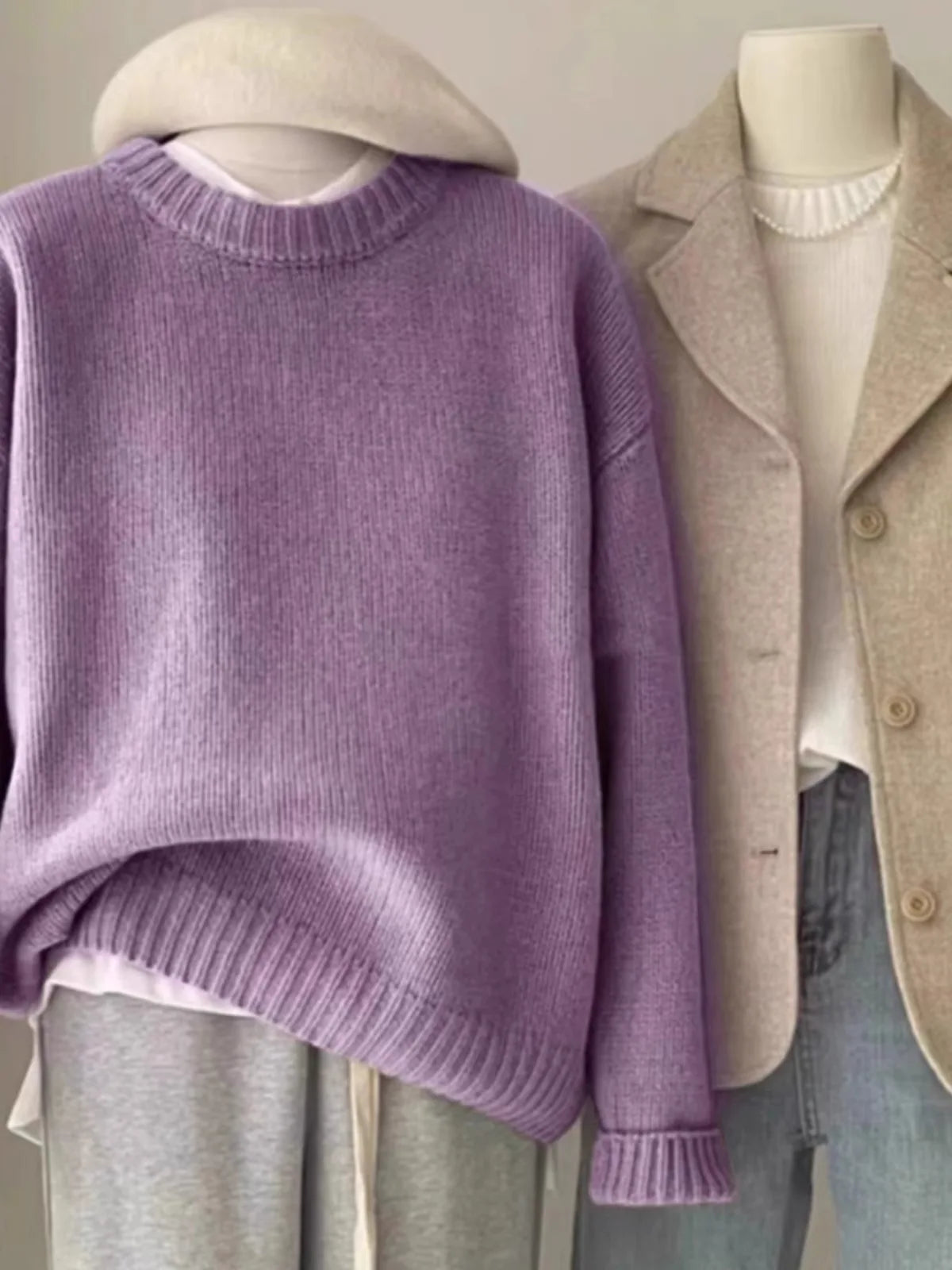 Soft waxy round neck 100 pure cashmere sweater