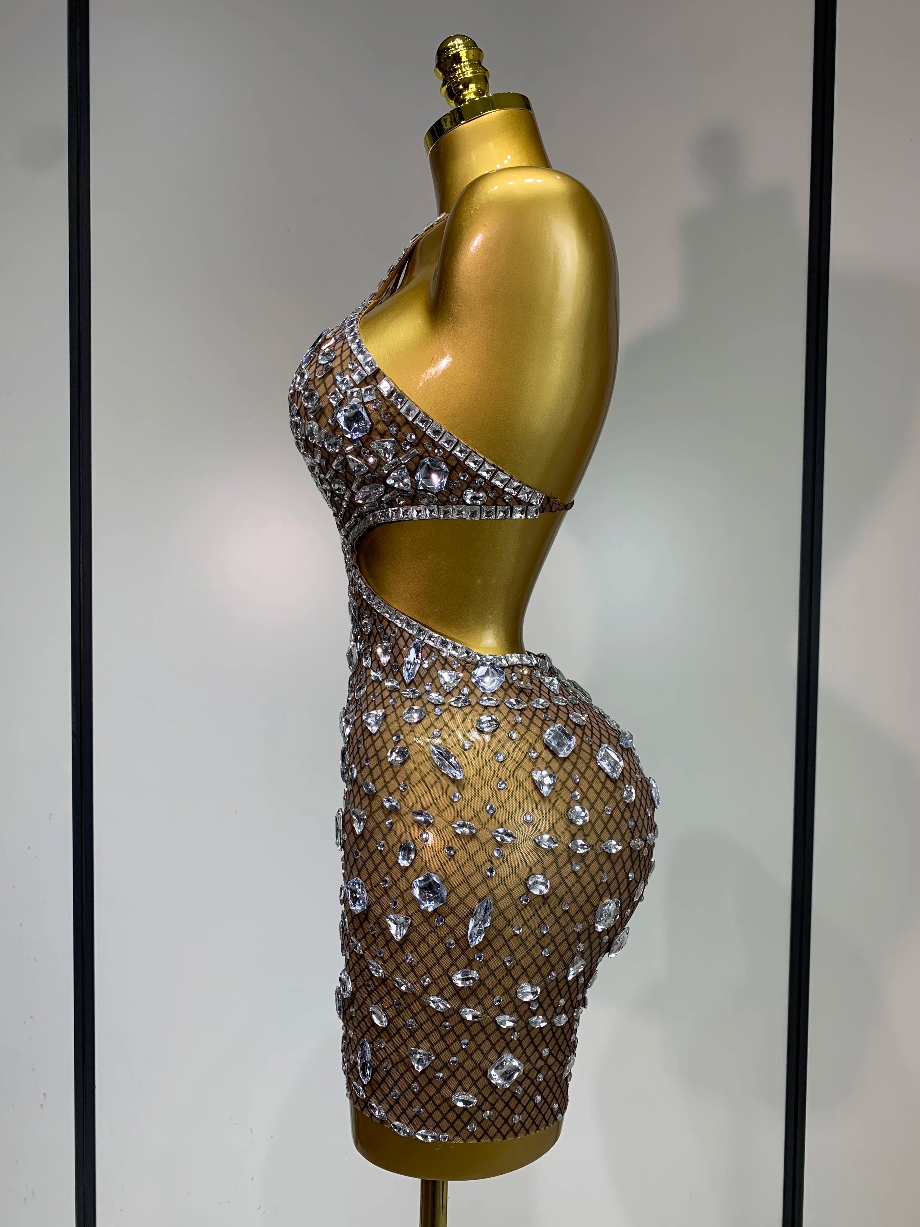See Through Sparkly Diamond Dress