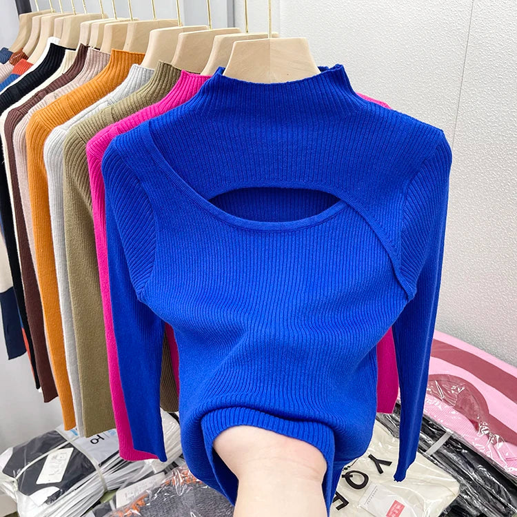 Hollow Out Slim Vintage Soft Warm Pull Pullover Knitted Sweater