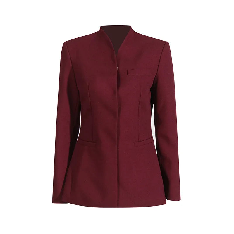 Elegant Two-Piece Suit Blazer And Wide-Leg Trousers