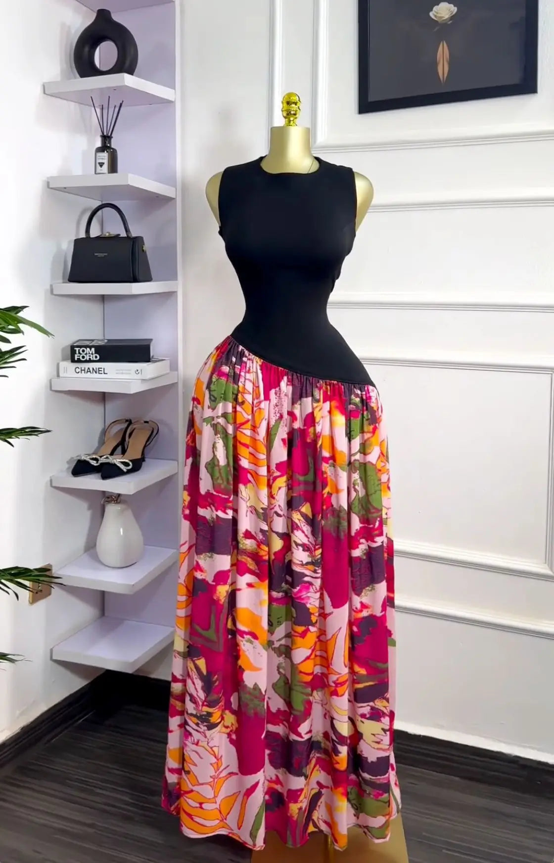 Sleeveless Printed Patchwork Tank Long Maxi Dress