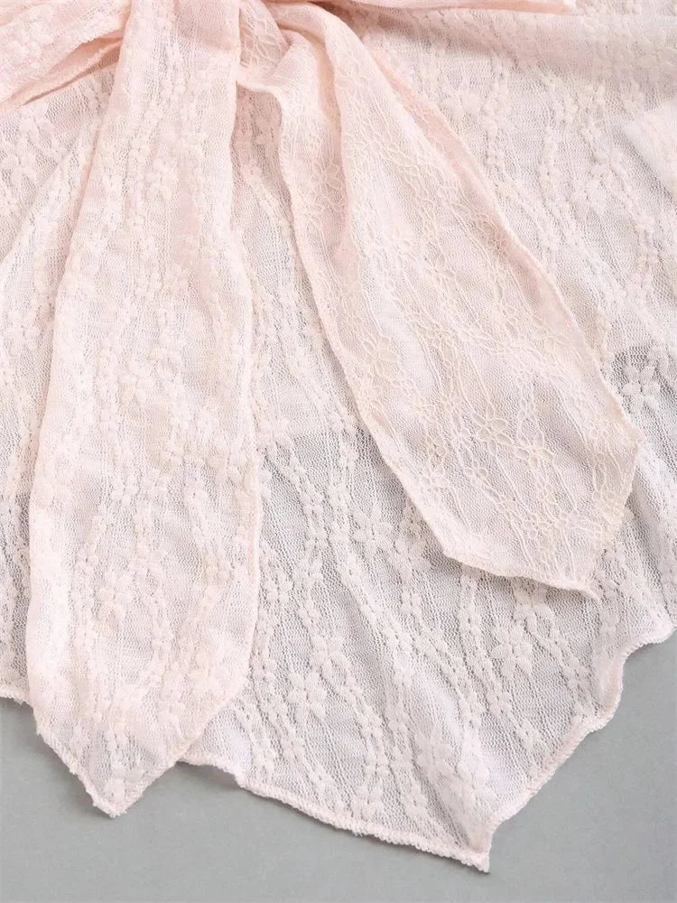 Off the Shoulder Backless V-neck Halter Y2K Crop Top