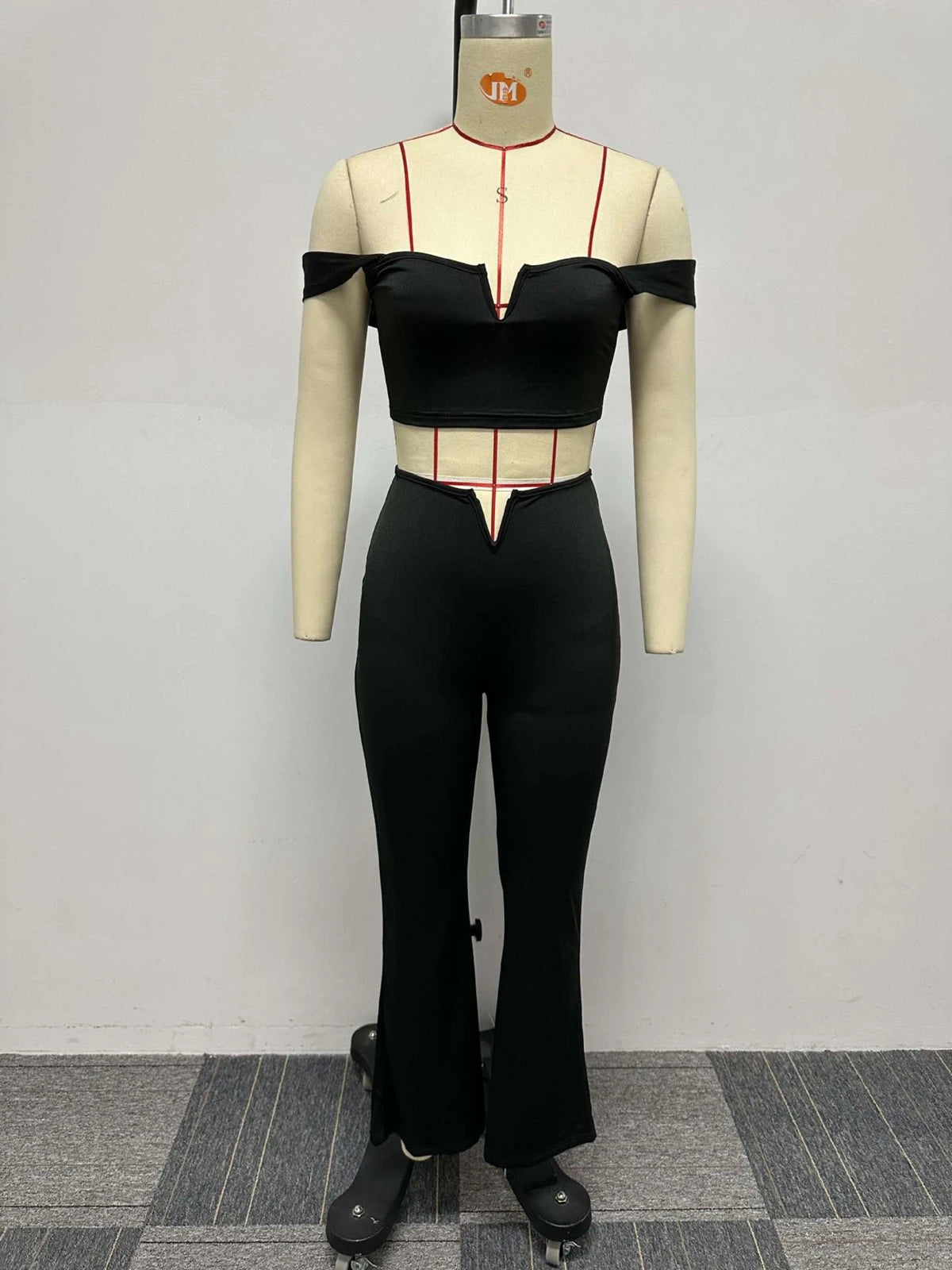 Crop Top and Flare Pants Suit Baddie Two Piece Set