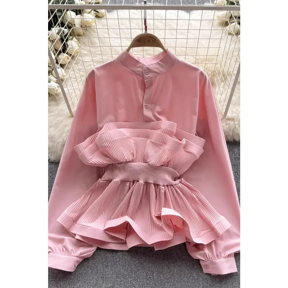 French Chic Long Puff Sleeve Shirts Formal Blouse