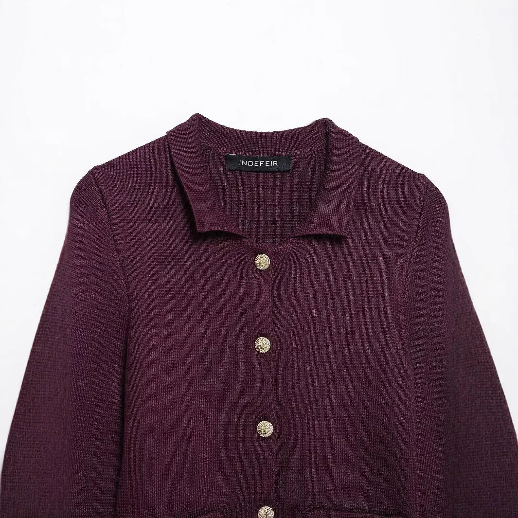 Minimalist Knitted Jacket And Skirt Set