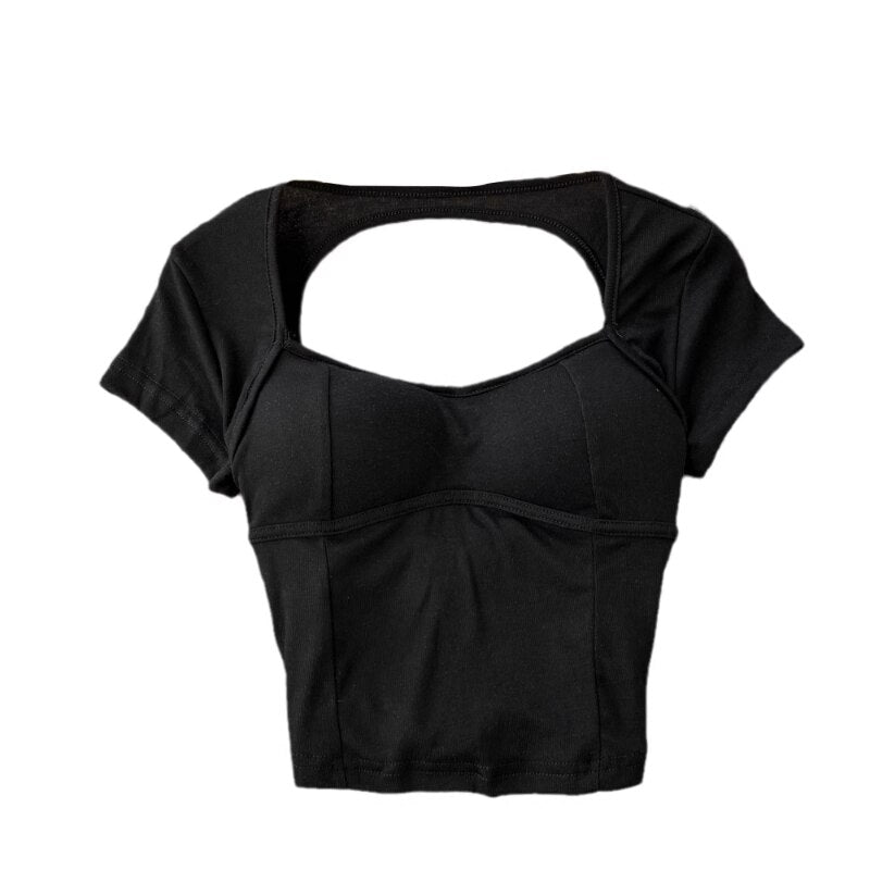 Chic T Shirt Hollow Out Casual Tops