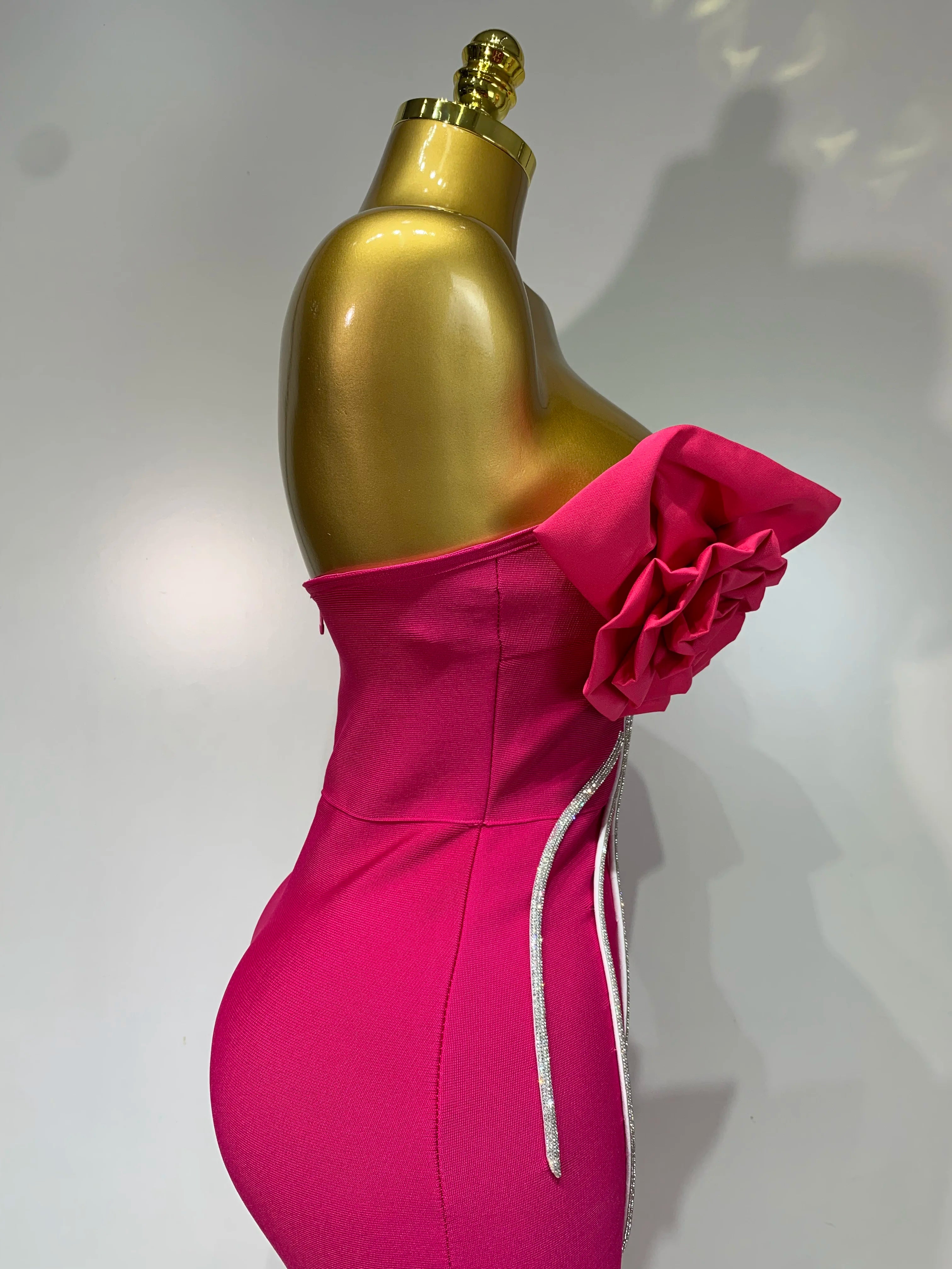 Strapless Appliques Sparkly Diamond Bodycon Bandage Dress